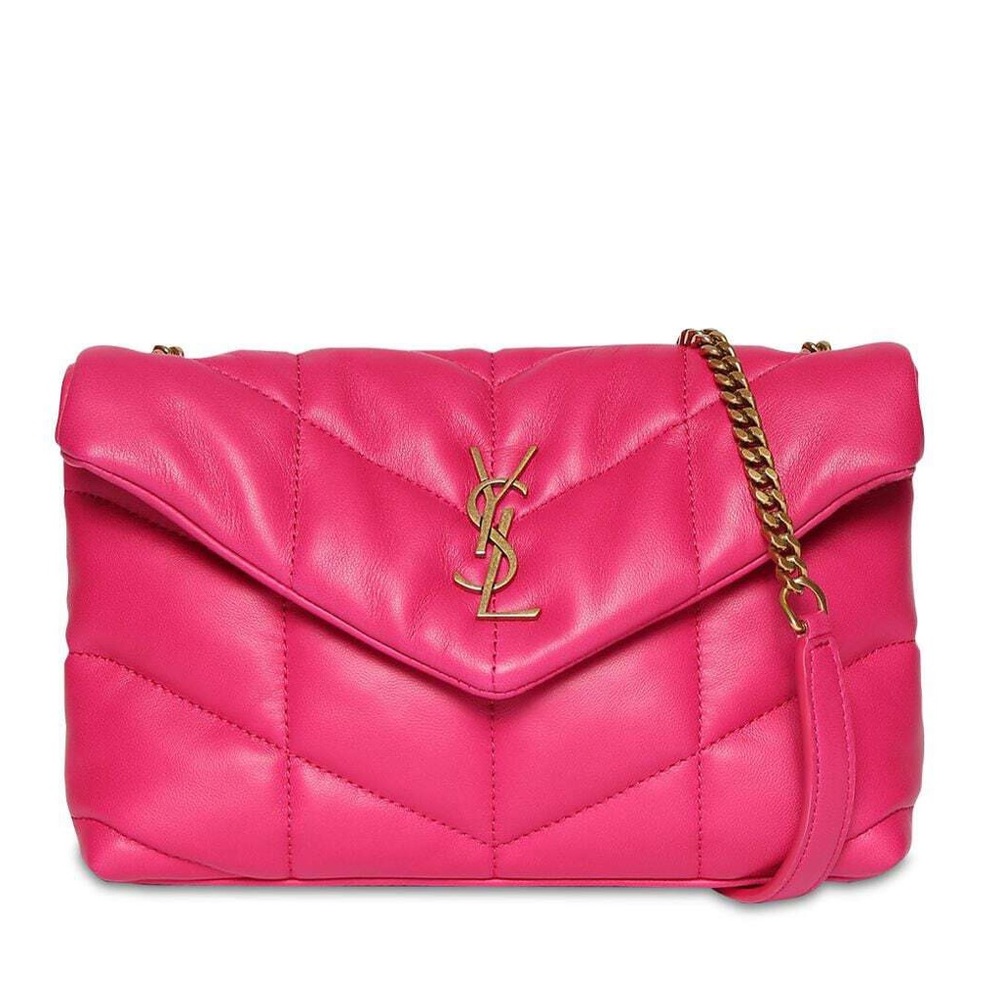 Puffer Loulou leather bag in bubblegum pink